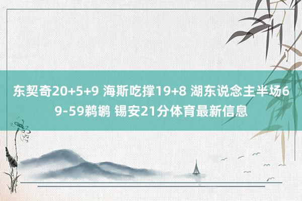 东契奇20+5+9 海斯吃撑19+8 湖东说念主半场69-59鹈鹕 锡安21分体育最新信息